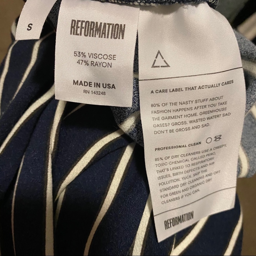 Reformation Drawstring Navy White Stripe Pant - Picture 5 of 7